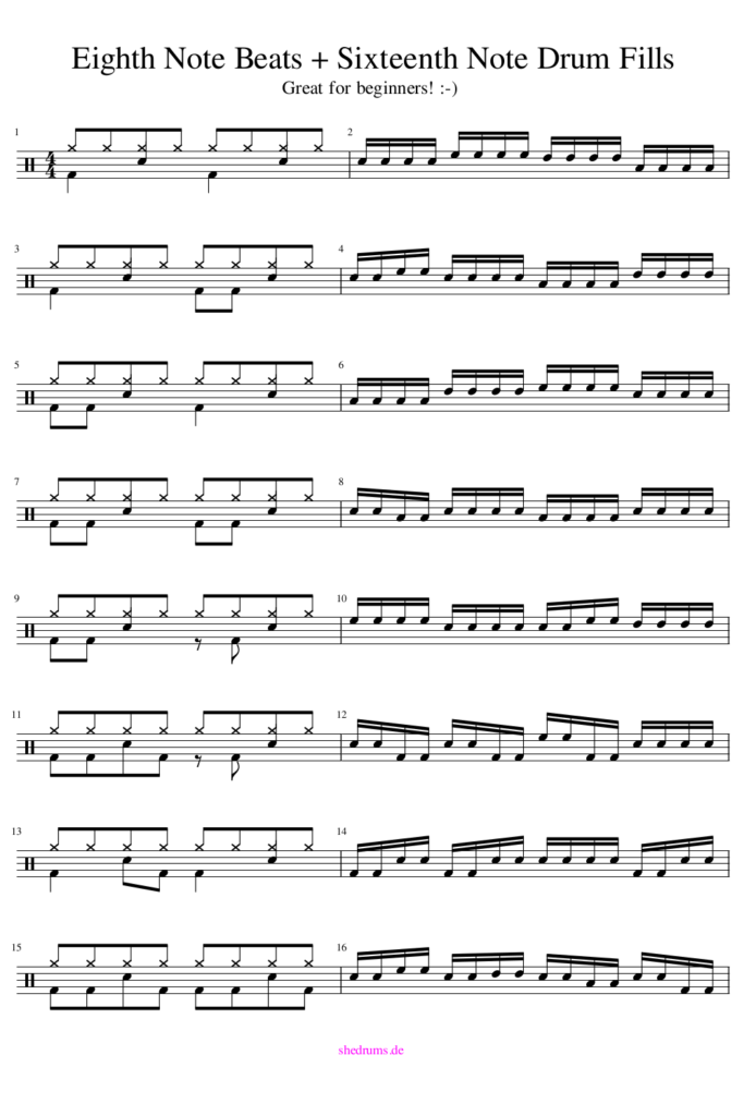 Eighth note drum beats fills
