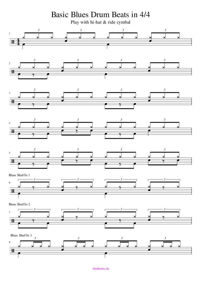 7 Easy Blues Drum Beats For Starters (+ Free Notes) - sHe druMs: Rock ...