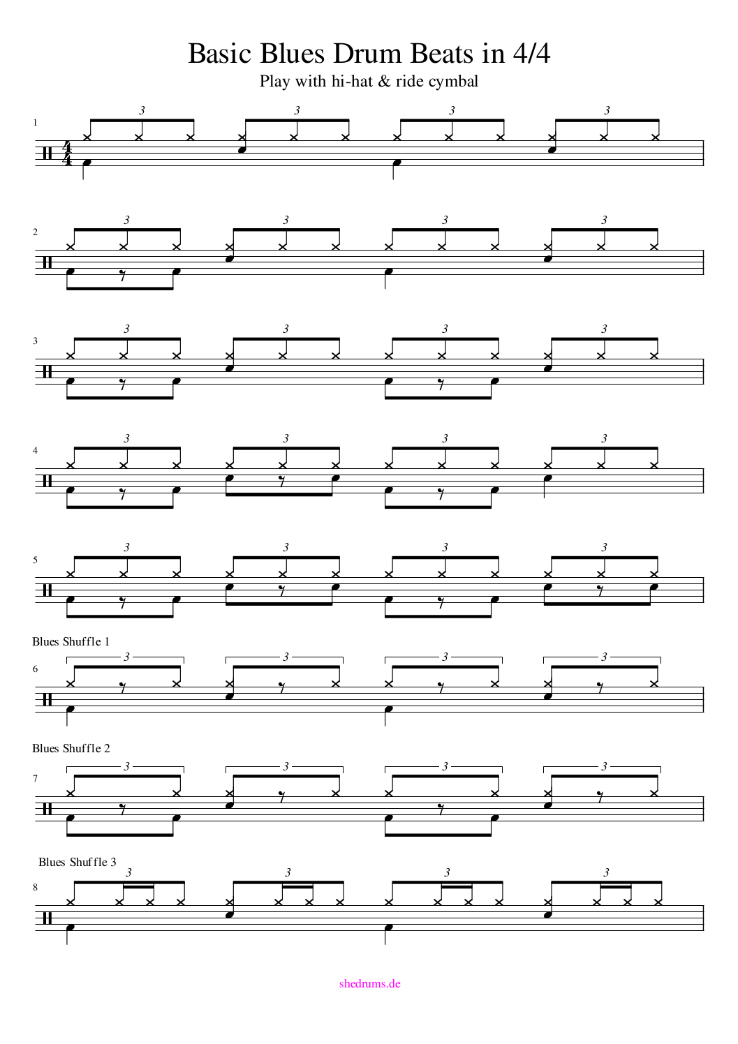 7 Easy Blues Drum Beats For Starters (+ Free Notes) - sHe druMs: Rock ...