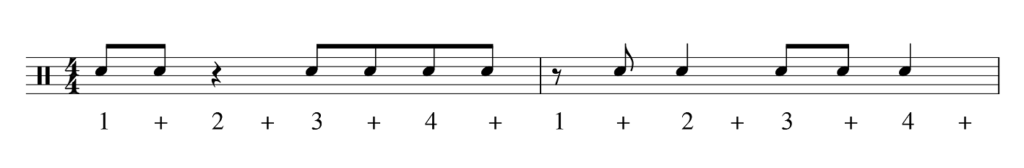 Drum patterns with eighth notes and quarters counting