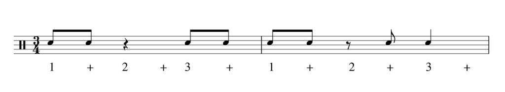 Drumming in 3/4 counting method